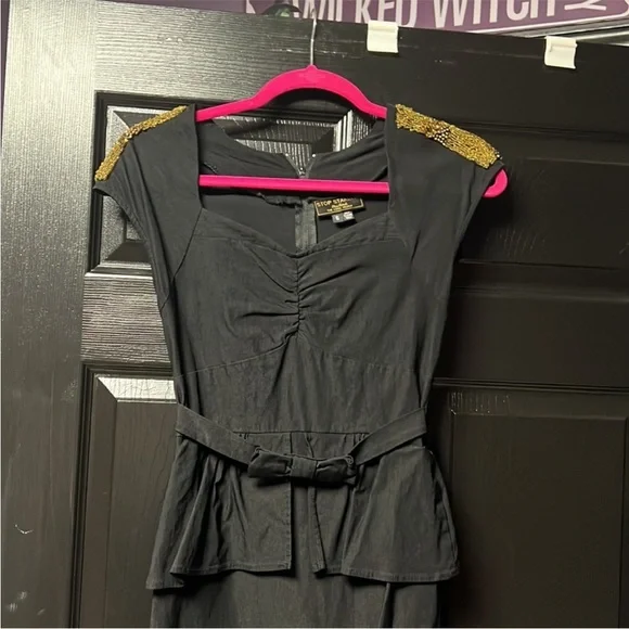 Stop Staring vintage inspired pinup retro Elegant Black Peplum Dress - Picture 7 of 15